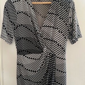 Banana Republic Black and White Polka Dot Wrap Dress S